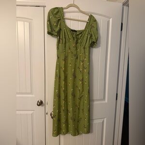 Green Floral Midi Dress